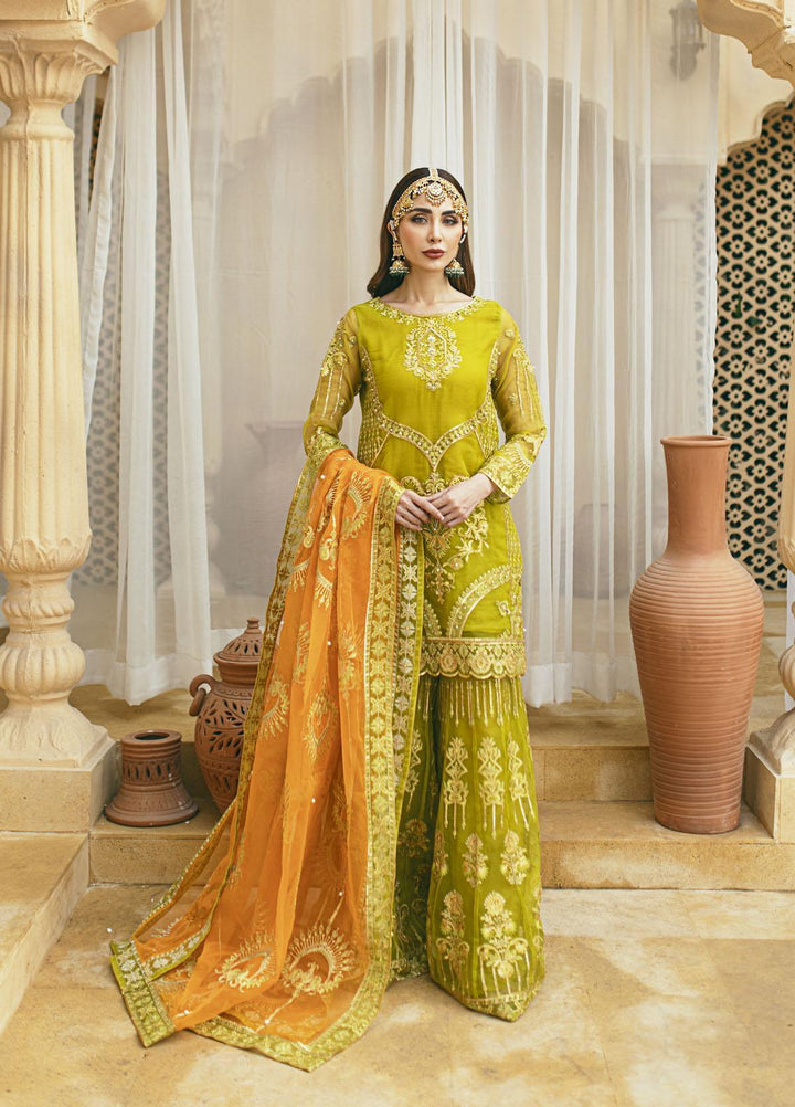 Daud Abbas Luxury Pret Embroidered Organza 3 Piece Dress DA22DSD DA-WF-0007 Henna