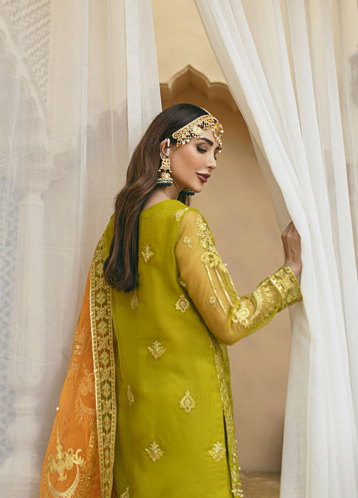 Daud Abbas Luxury Pret Embroidered Organza 3 Piece Dress DA22DSD DA-WF-0007 Henna