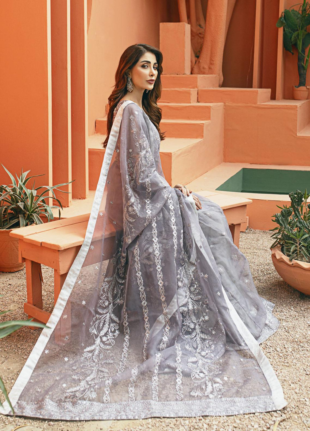 Daud Abbas Luxury Pret Embroidered Organza 3 Piece Dress DA22DSD DA-WF-0008 Noor-Chasham