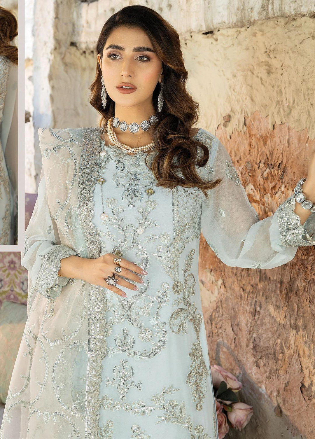 De Lambent Majestic By Imrozia Premium Embroidered Chiffon Suits Unstitched 3 Piece IMP23DLM M-31 Emma - Luxury Collection
