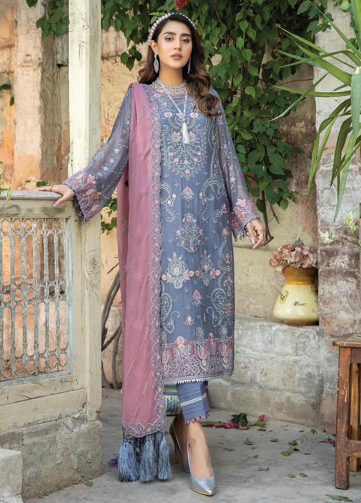 De Lambent Majestic By Imrozia Premium Embroidered Chiffon Suits Unstitched 3 Piece IMP23DLM M-32 Romy - Luxury Collection