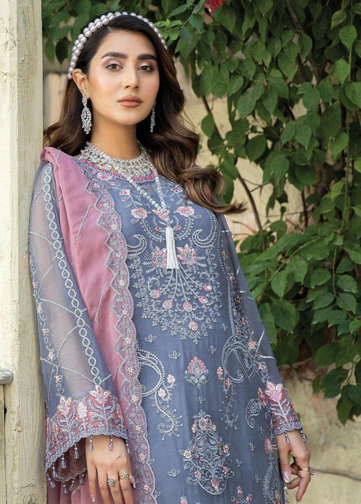 De Lambent Majestic By Imrozia Premium Embroidered Chiffon Suits Unstitched 3 Piece IMP23DLM M-32 Romy - Luxury Collection