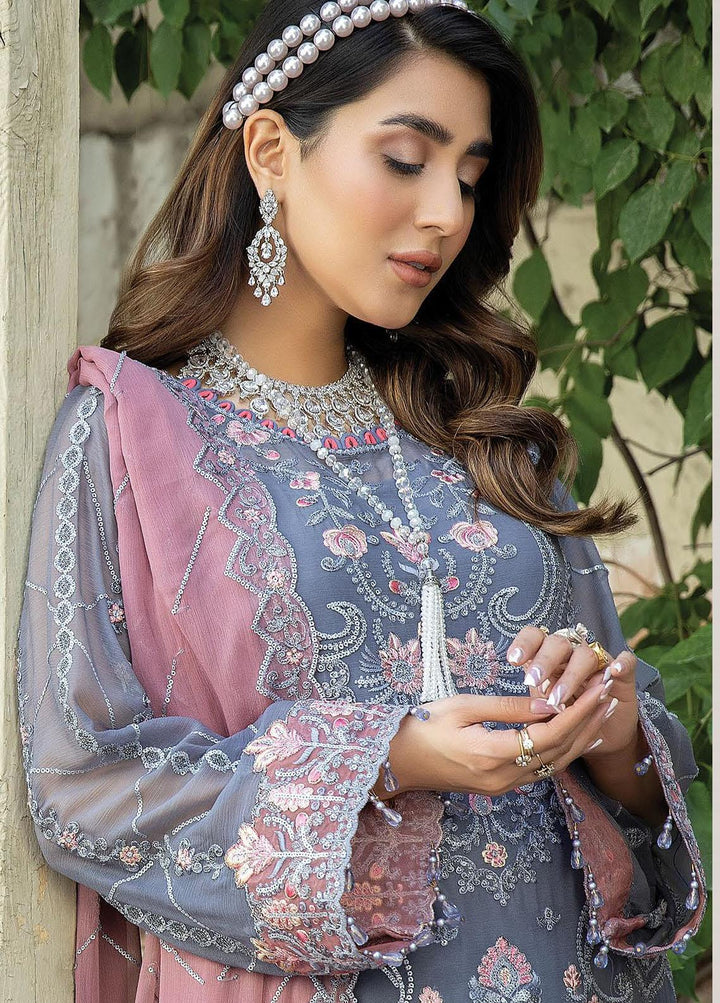 De Lambent Majestic By Imrozia Premium Embroidered Chiffon Suits Unstitched 3 Piece IMP23DLM M-32 Romy - Luxury Collection