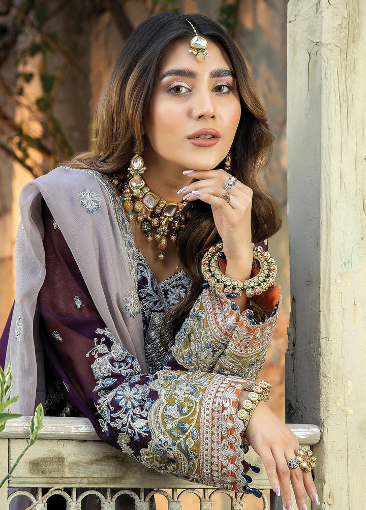 De Lambent Majestic By Imrozia Premium Embroidered Chiffon Suits Unstitched 3 Piece IMP23DLM M-34 Alya - Luxury Collection