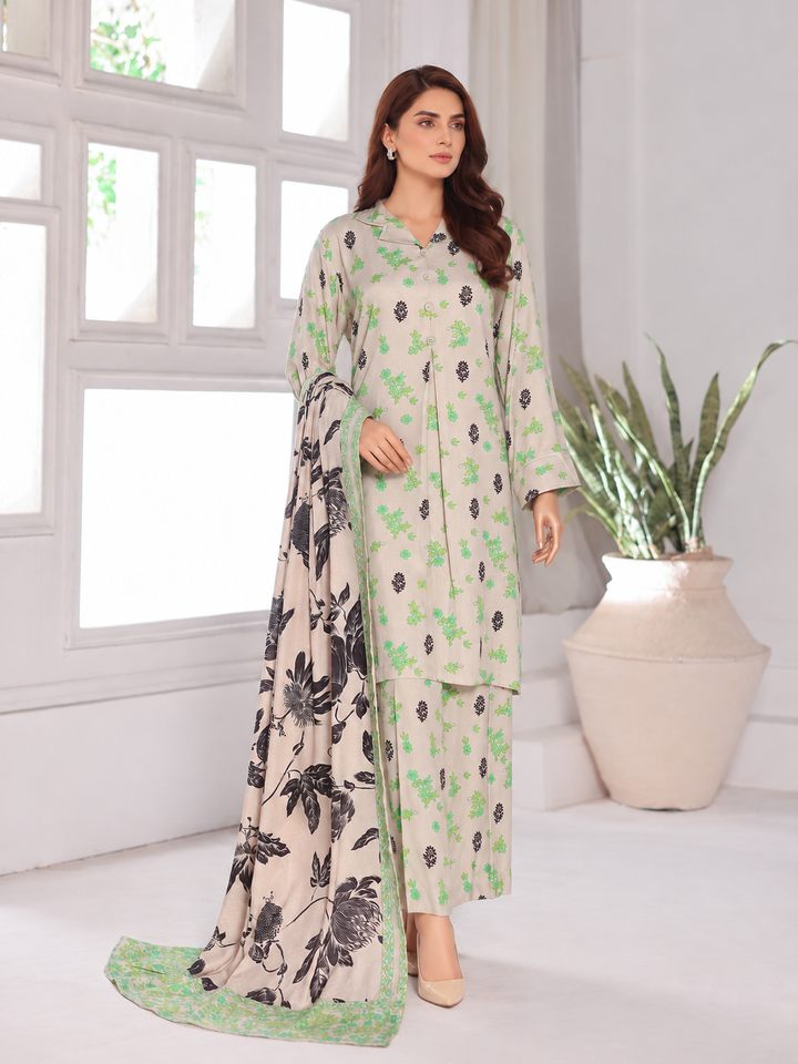 Hz Textiles Unstitched Printed Viscose Twill 3 Piece Suit HZ26UVT VT-5046 - Winter Collection