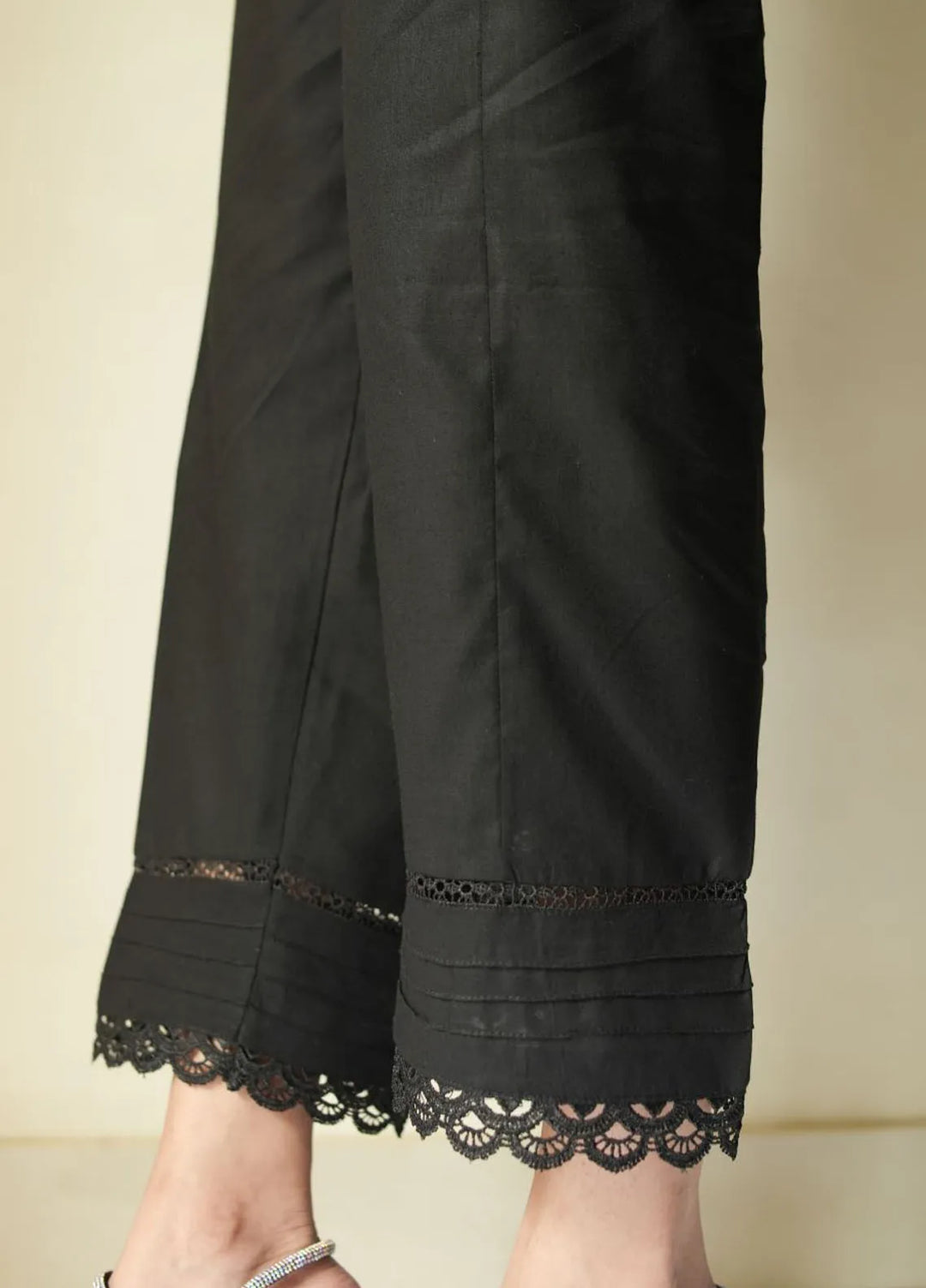 Deck Up Pret Cotton Mesh Lace Trousers Black