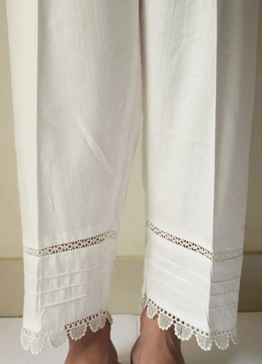 Deck Up Pret Cotton Mesh Lace Trousers White