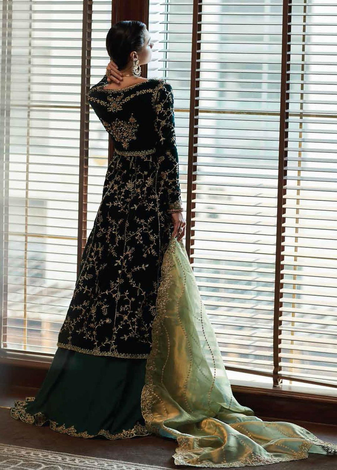 Destiny by Mushq Embroidered Velvet Suits Unstitched 3 Piece MQ22D MV22-02 Mirage - Luxury Collection