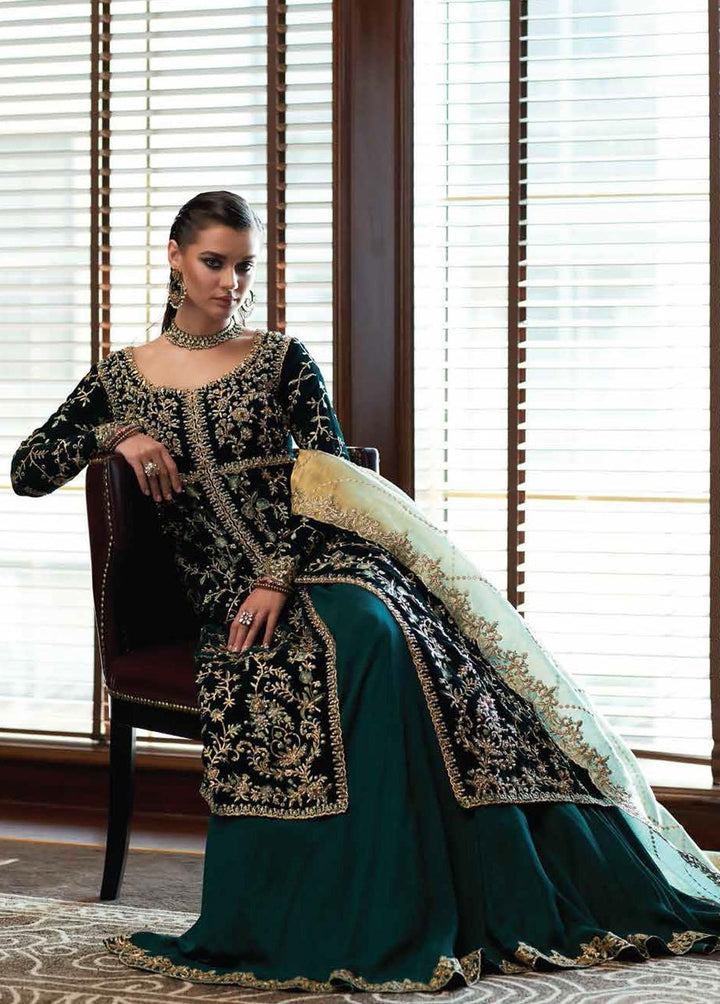 Destiny by Mushq Embroidered Velvet Suits Unstitched 3 Piece MQ22D MV22-02 Mirage - Luxury Collection