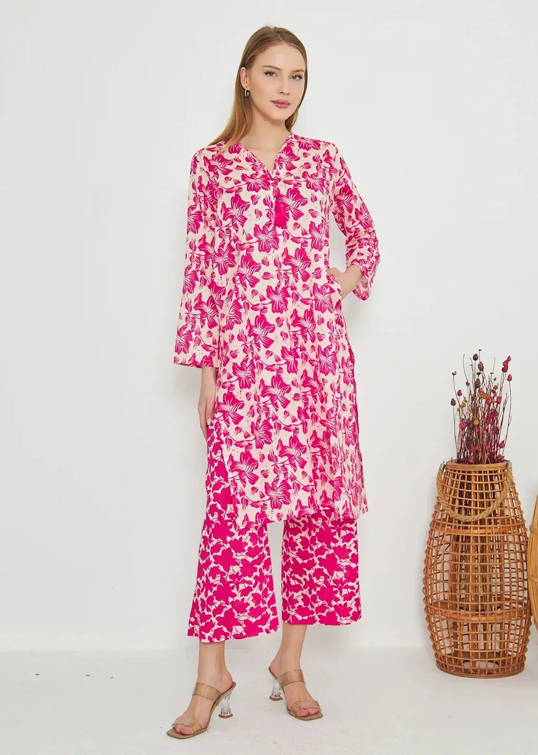 Dhaga Pret Printed Cambric 2 Piece Suit Matching Separate 0036