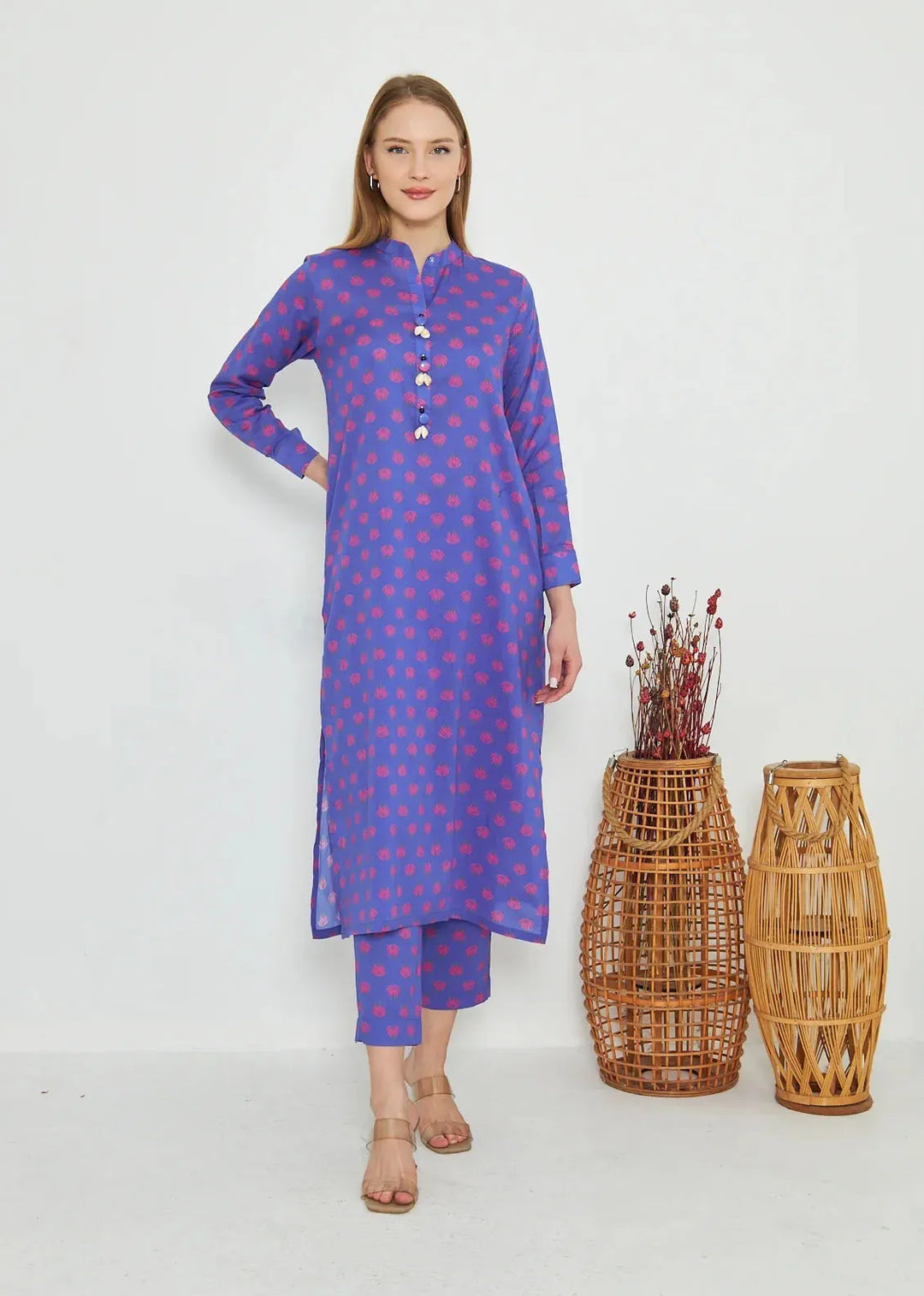 Dhaga Pret Printed Cambric 2 Piece Suit Matching Separate 0037