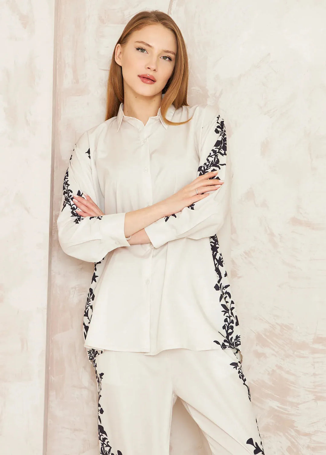Dhaga Pret Printed Crepe 2 Piece Suit Sepia