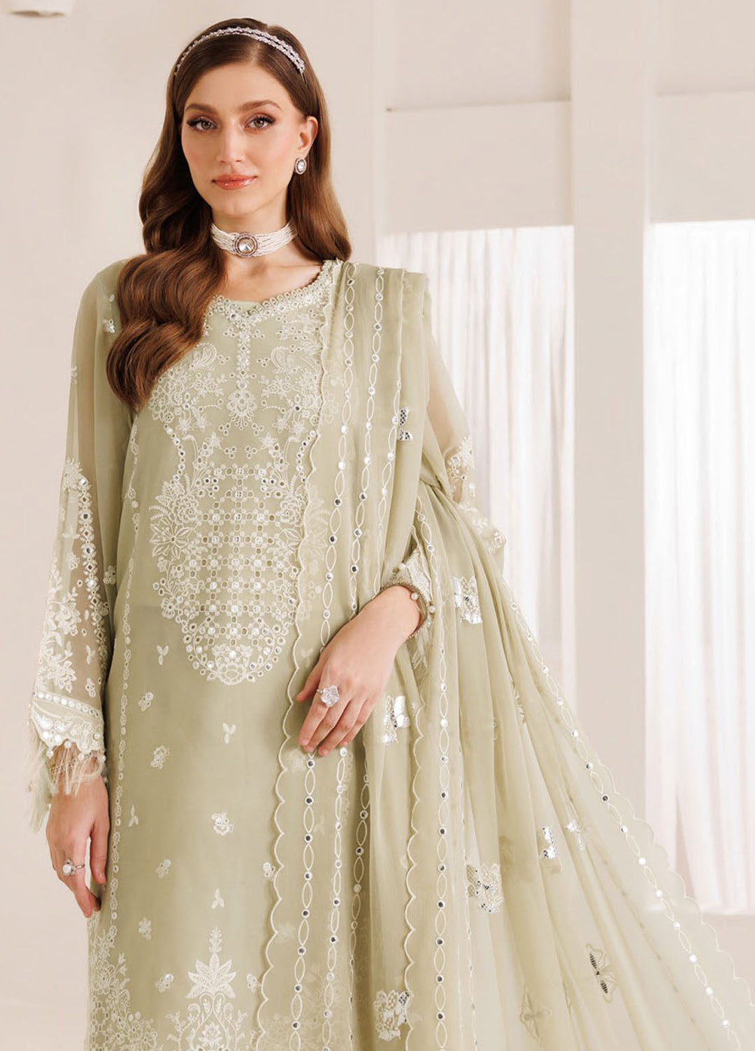Dhagaay by Alizeh Fashion Embroidered Chiffon Suits Unstitched 3 Piece AFB25DF D-03 Ahana - Festive Collection