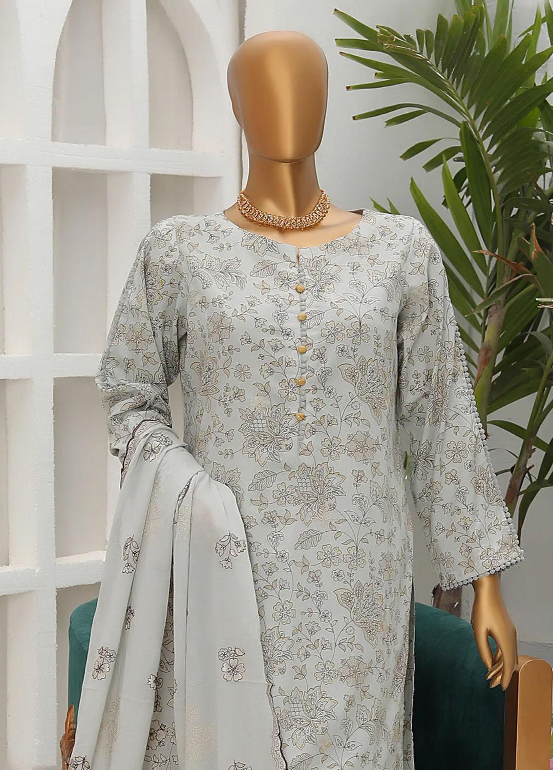 Dhagakari By HZ Textiles Embroidered Cotton Suits Unstitched 3 Piece HZ23DG PDK-45 - Formal Collection