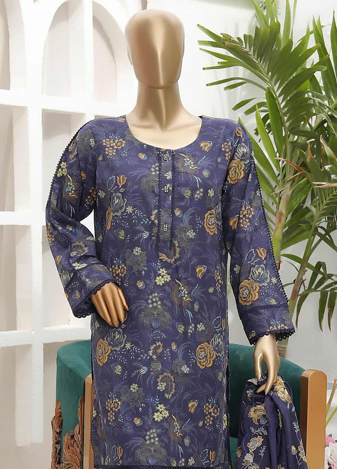 Dhagakari By HZ Textiles Embroidered Cotton Suits Unstitched 3 Piece HZ23DG PDK-46 - Formal Collection