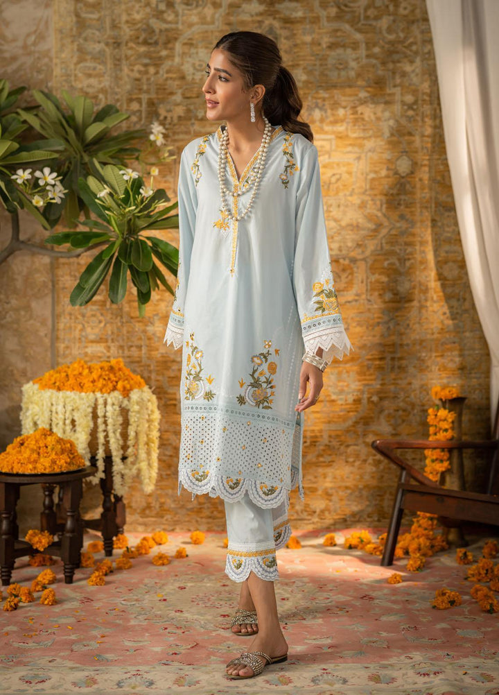Dhanak Casual Pret Embroidered Cotton 2 Piece Suit DC-2058 SKY BLUE
