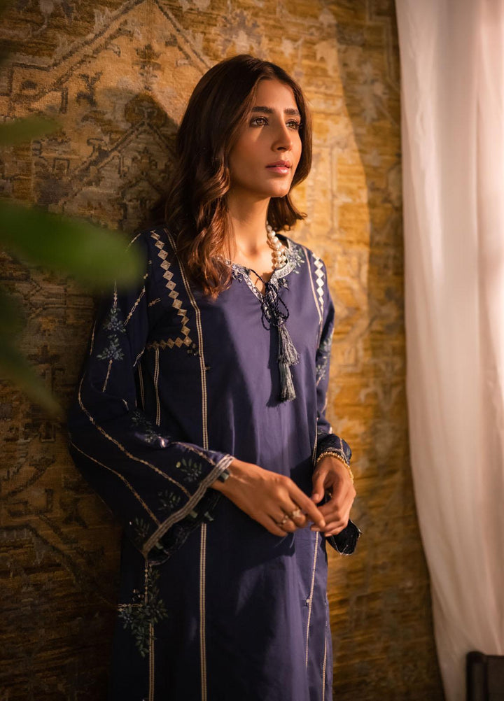 Dhanak Casual Pret Embroidered Cotton 2 Piece Suit DC-2060 NAVY BLUE