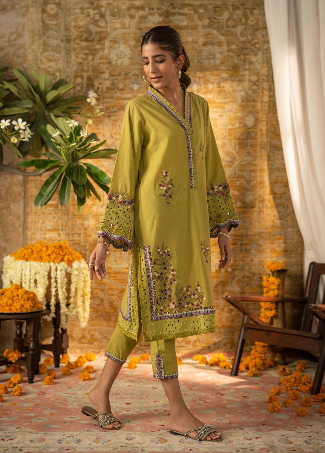 Dhanak Casual Pret Embroidered Cotton 2 Piece Suit DC-2061 GREEN
