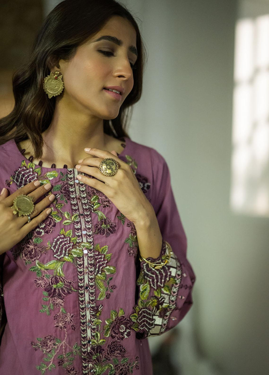 Dhanak Casual Pret Embroidered Cotton 2 Piece Suit DC-2062 MOUVE