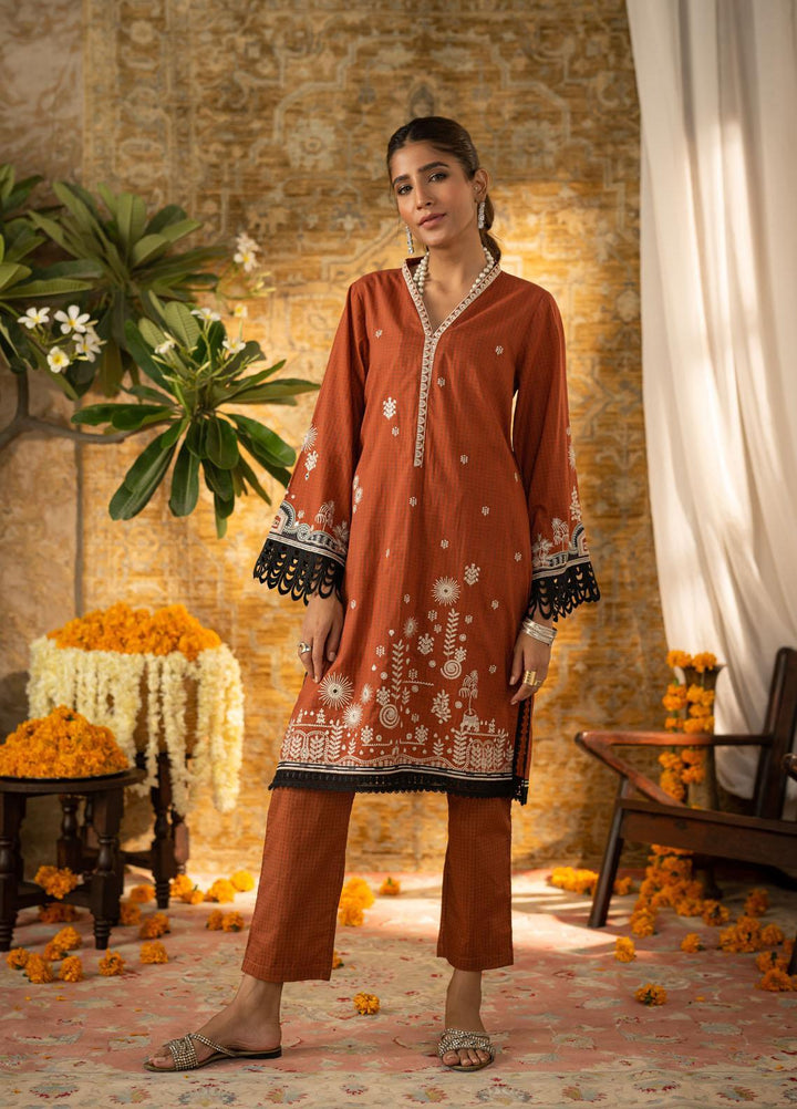 Dhanak Casual Pret Embroidered Cotton 2 Piece Suit DC-2066 RUST