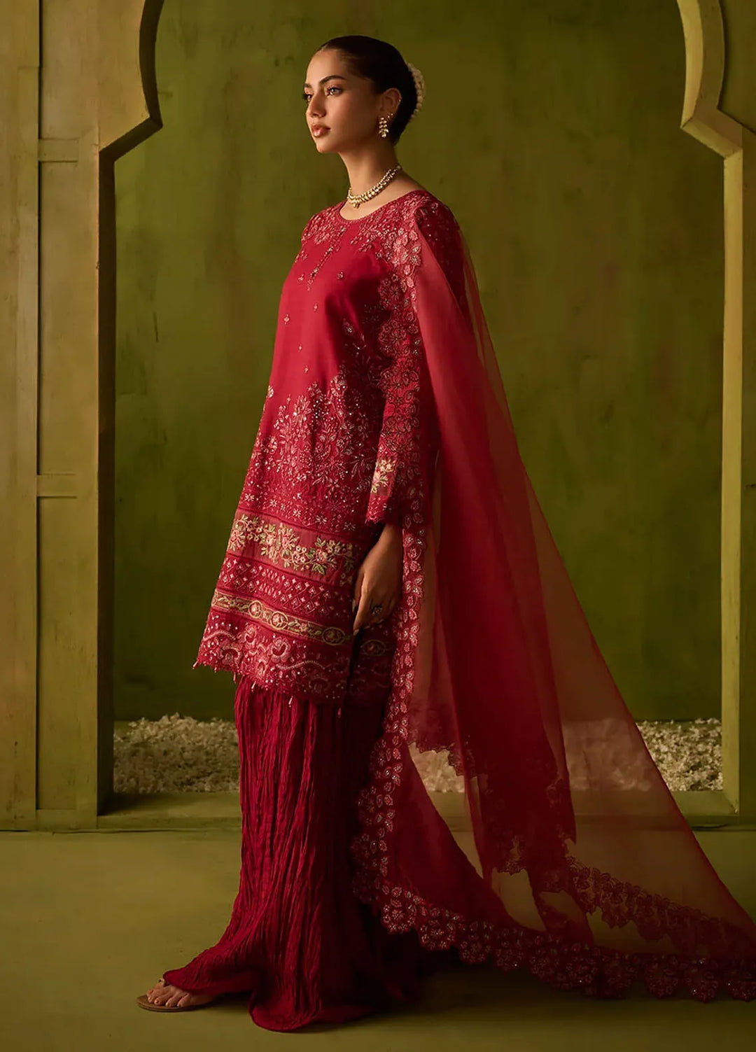 Dhanak Embroidered Munar Suits Unstitched 3 Piece SS24DU-3200 - Festive Collection