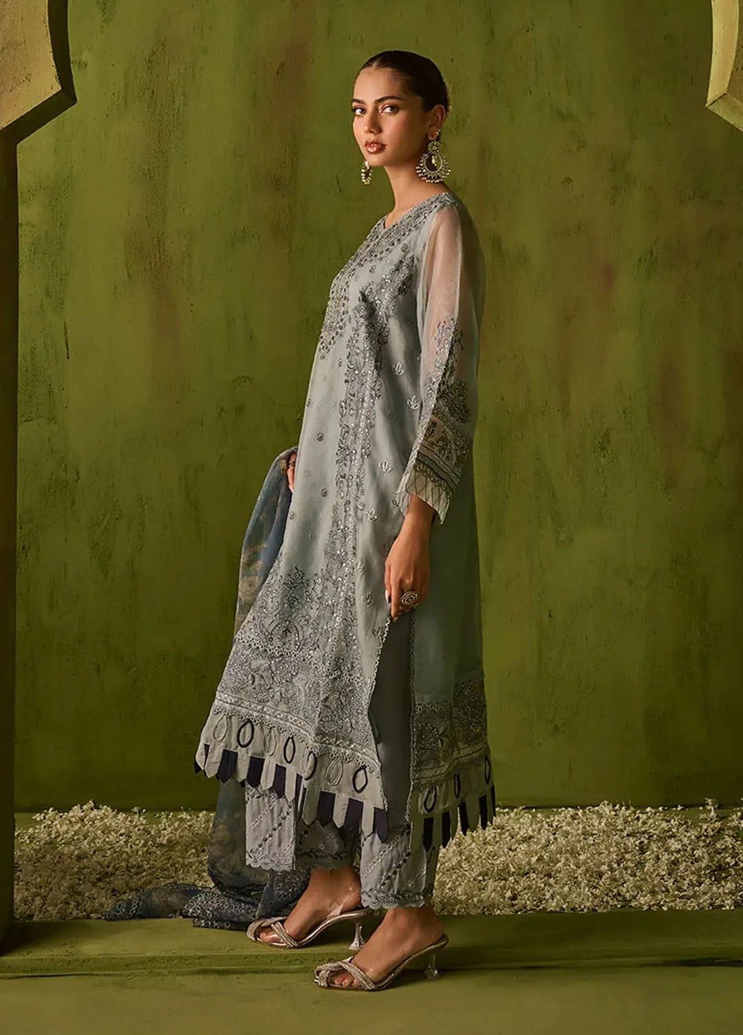 Dhanak Embroidered Net Suits Unstitched 3 Piece SS24DU-3196 - Festive Collection