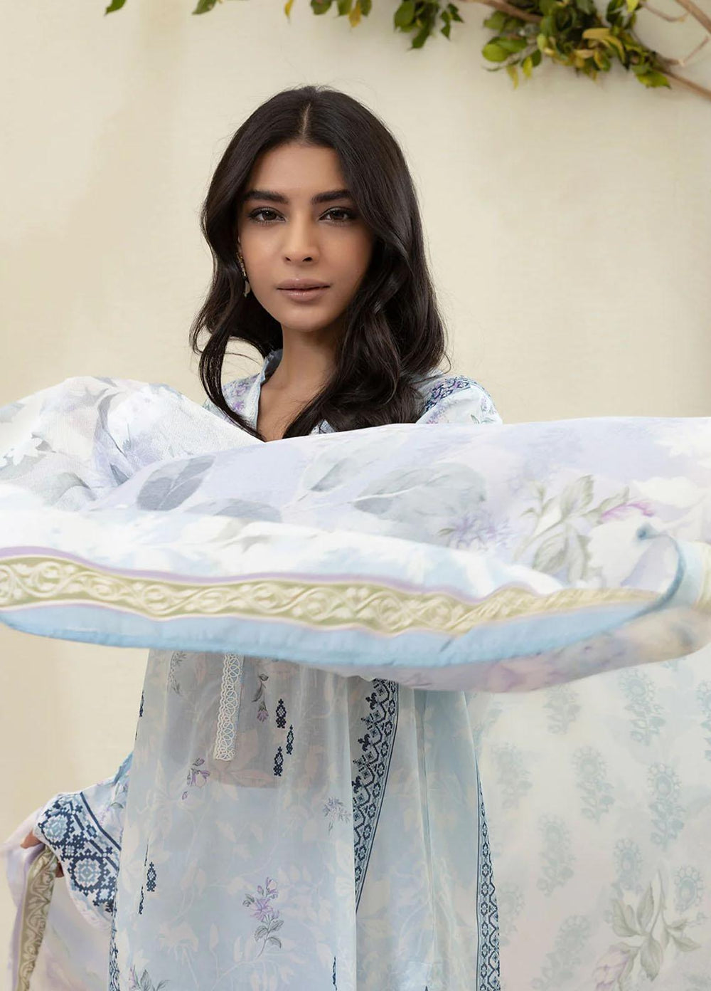 Everyday Basics By Dhanak Printed Lawn Suits Unstitched 3 Piece DU-3131 SKY BLUE - Summer Collection