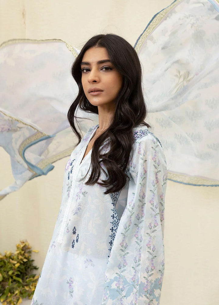 Everyday Basics By Dhanak Printed Lawn Suits Unstitched 3 Piece DU-3131 SKY BLUE - Summer Collection