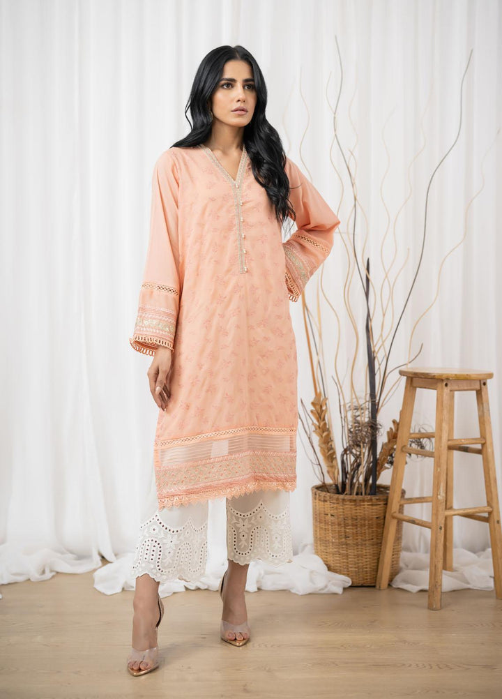 Dhanak Casual Pret Embroidered Lawn Shirt DC-0430 PEACH