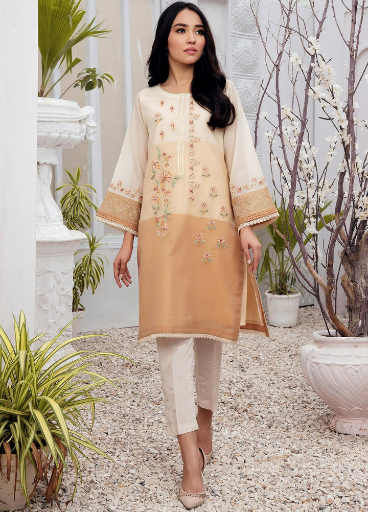Dhanak Pret Luxury Khaadi Net Kurti DHK21F DA-1437 BEIGE