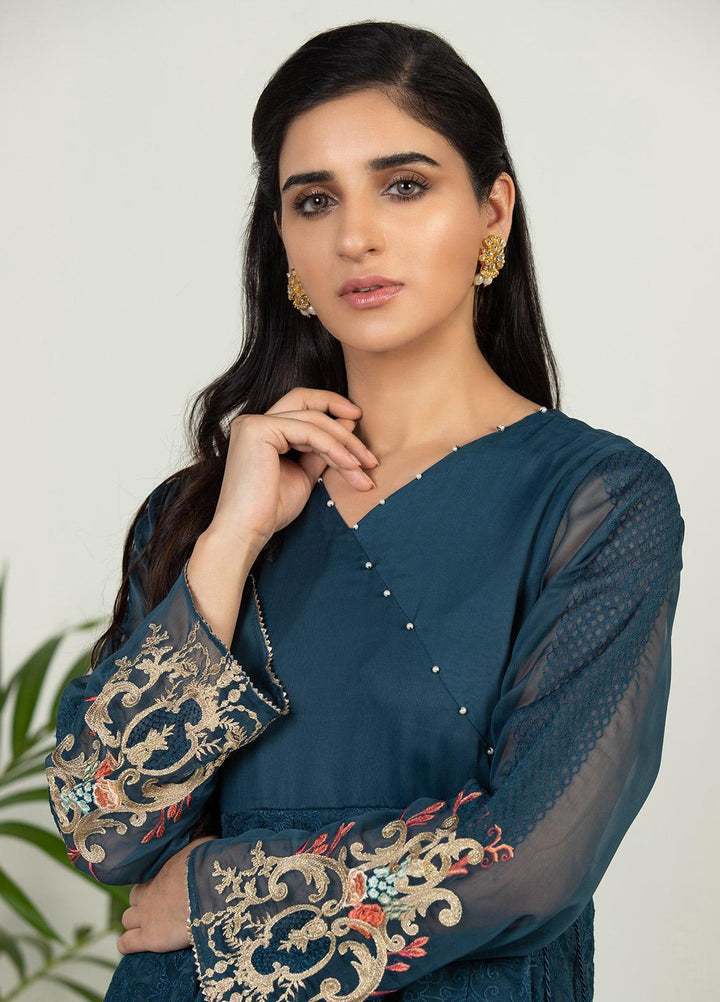 Dhanak Pret Luxury Chiffon Kurti DHK21F DA-1443 BLUE