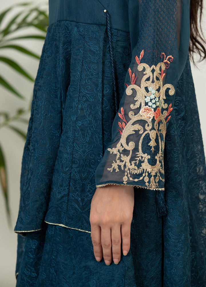 Dhanak Pret Luxury Chiffon Kurti DHK21F DA-1443 BLUE