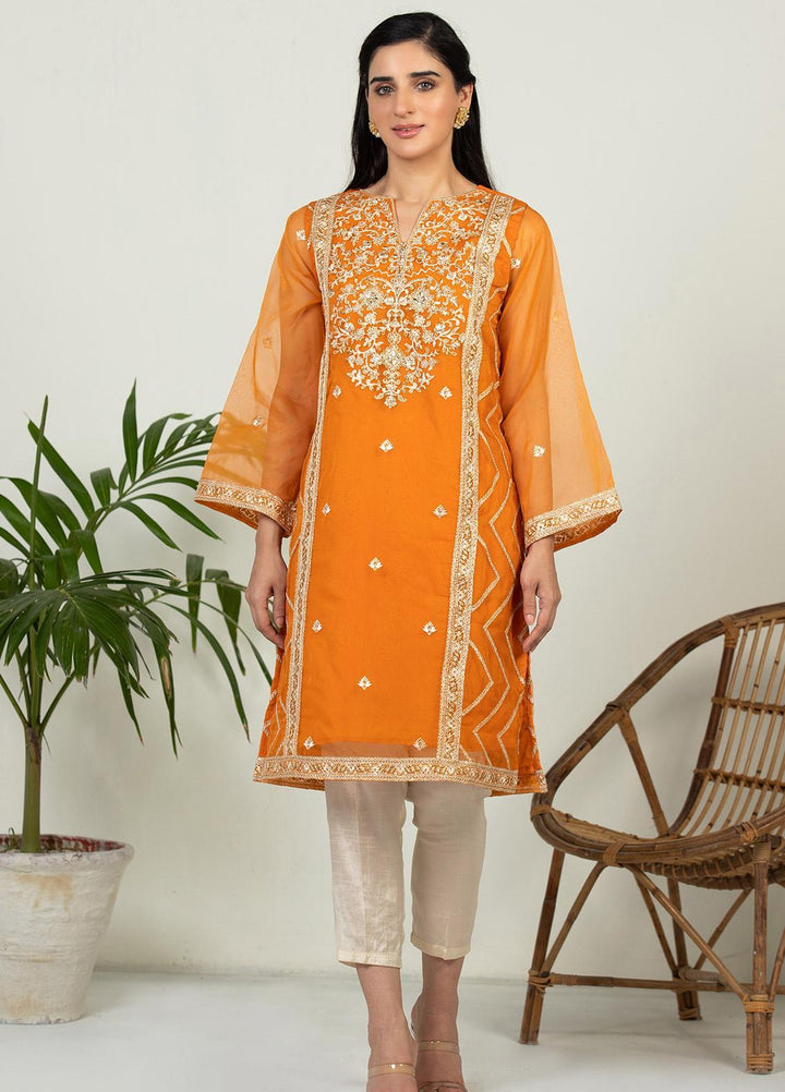 Dhanak Pret Luxury Organza Kurti DHK21F DA-1521 ORANGE