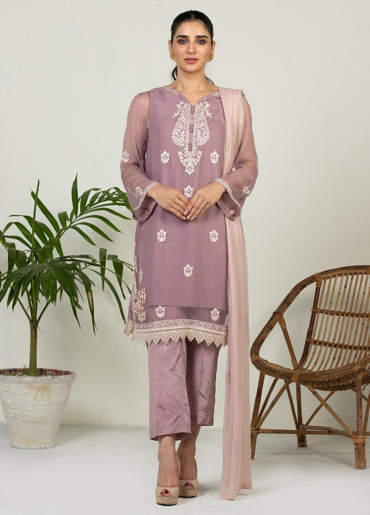 Dhanak Pret Luxury Chiffon 3 Piece DHK21F DA-3001 L-PURPLE