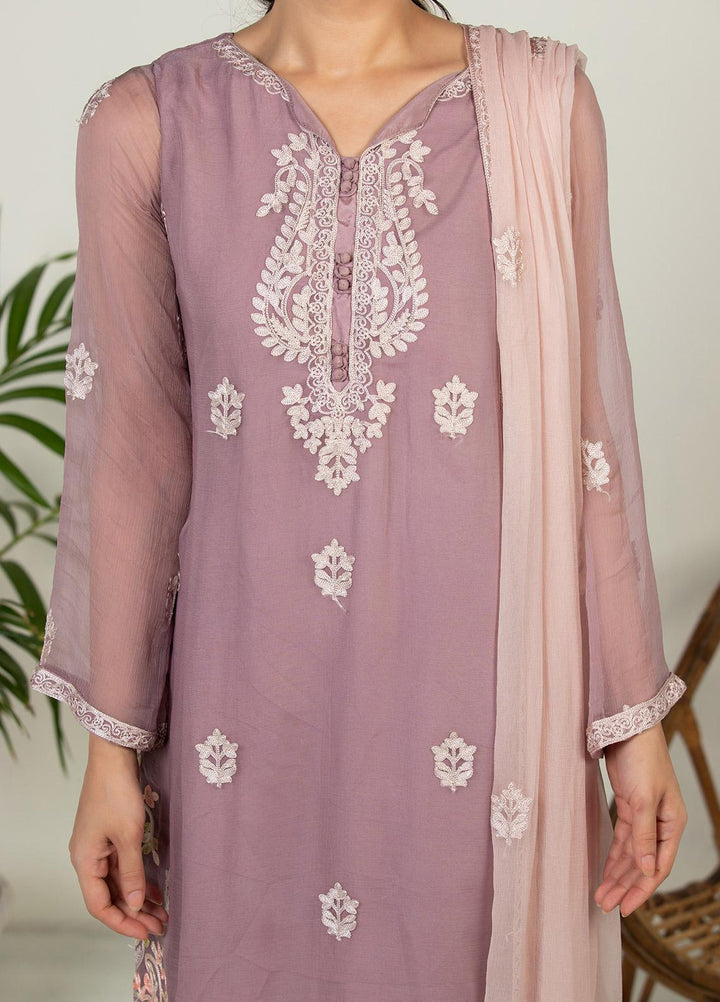 Dhanak Pret Luxury Chiffon 3 Piece DHK21F DA-3001 L-PURPLE