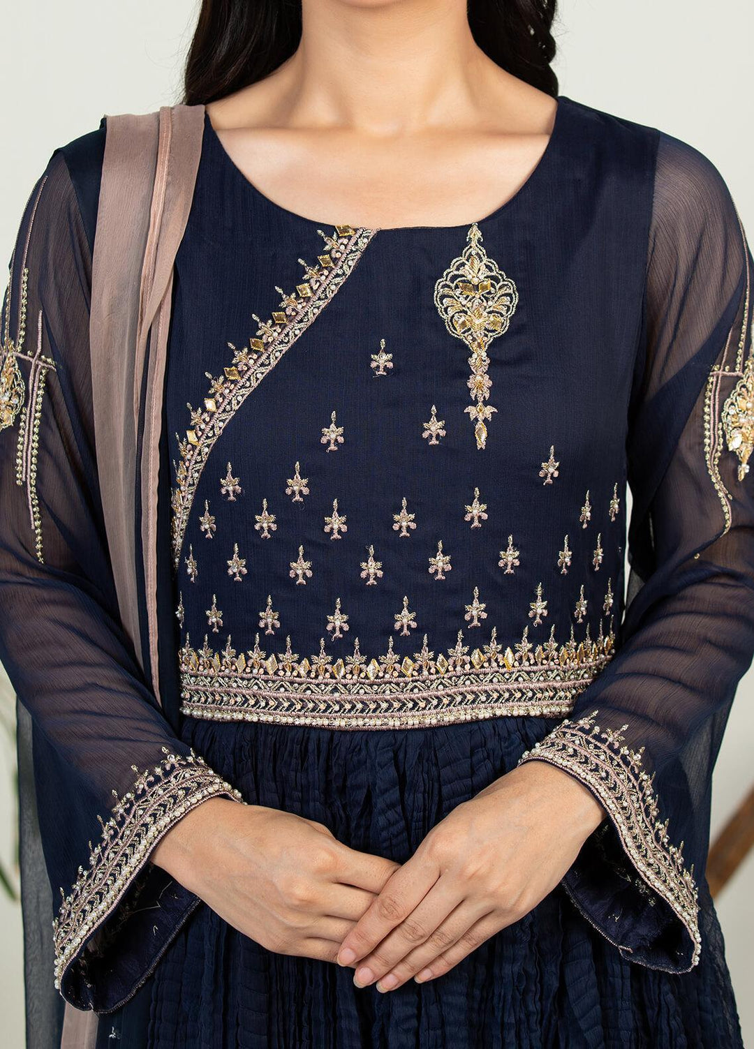 Dhanak Pret Luxury Chiffon 3 Piece DHK21F DL-0140 BLUE