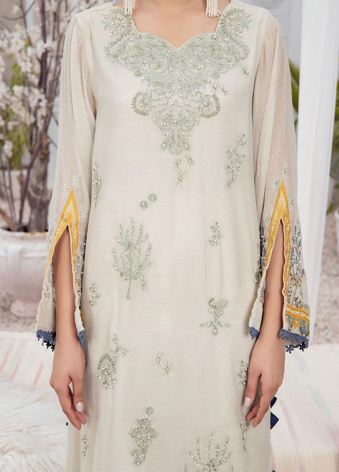 Dhanak Pret Luxury Khaadi Net 3 Piece DHK21F DL-0151 BEIGE
