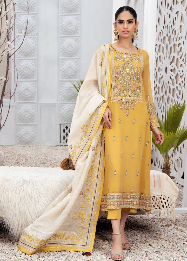 Dhanak Pret Luxury Net 3 Piece DHK21F DL-0153 YELLOW