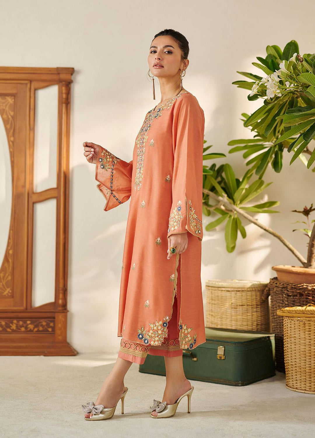 Dhanak Festive Pret  Cotton 2 Piece Suit DC-2089 PEACH