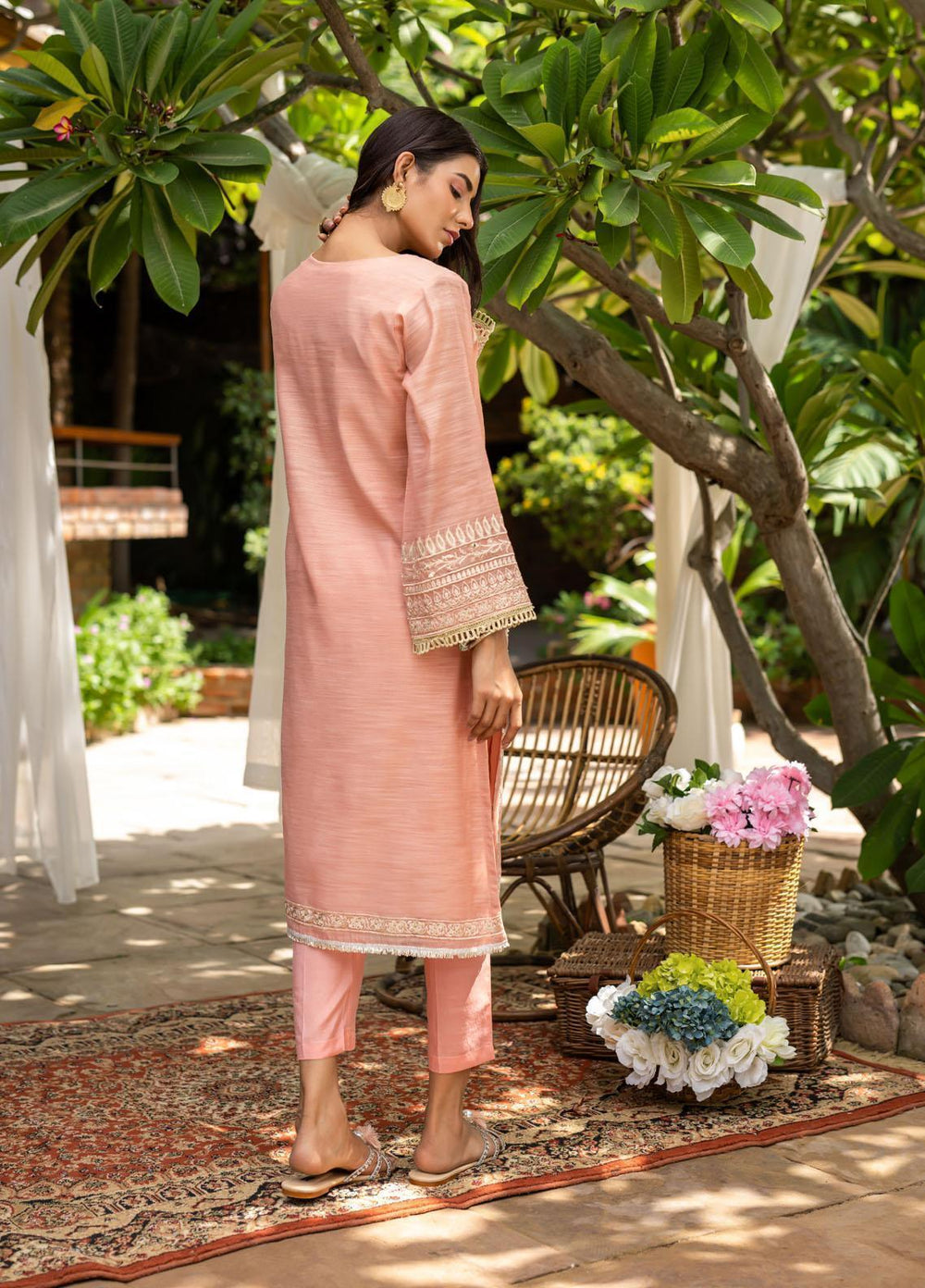 Dhanak Festive Pret Embroidered Munar 2 Piece Suit DC-2102 PEACH