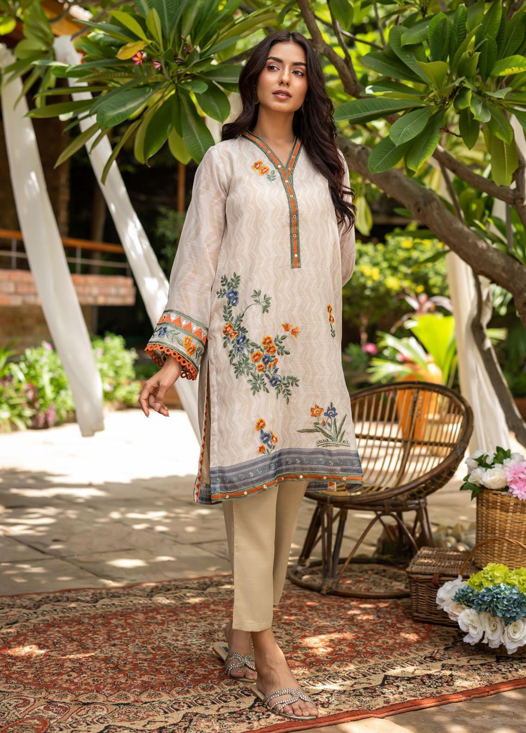 Dhanak Festive Pret Embroidered Munar 2 Piece Suit DC-2099 BEIGE