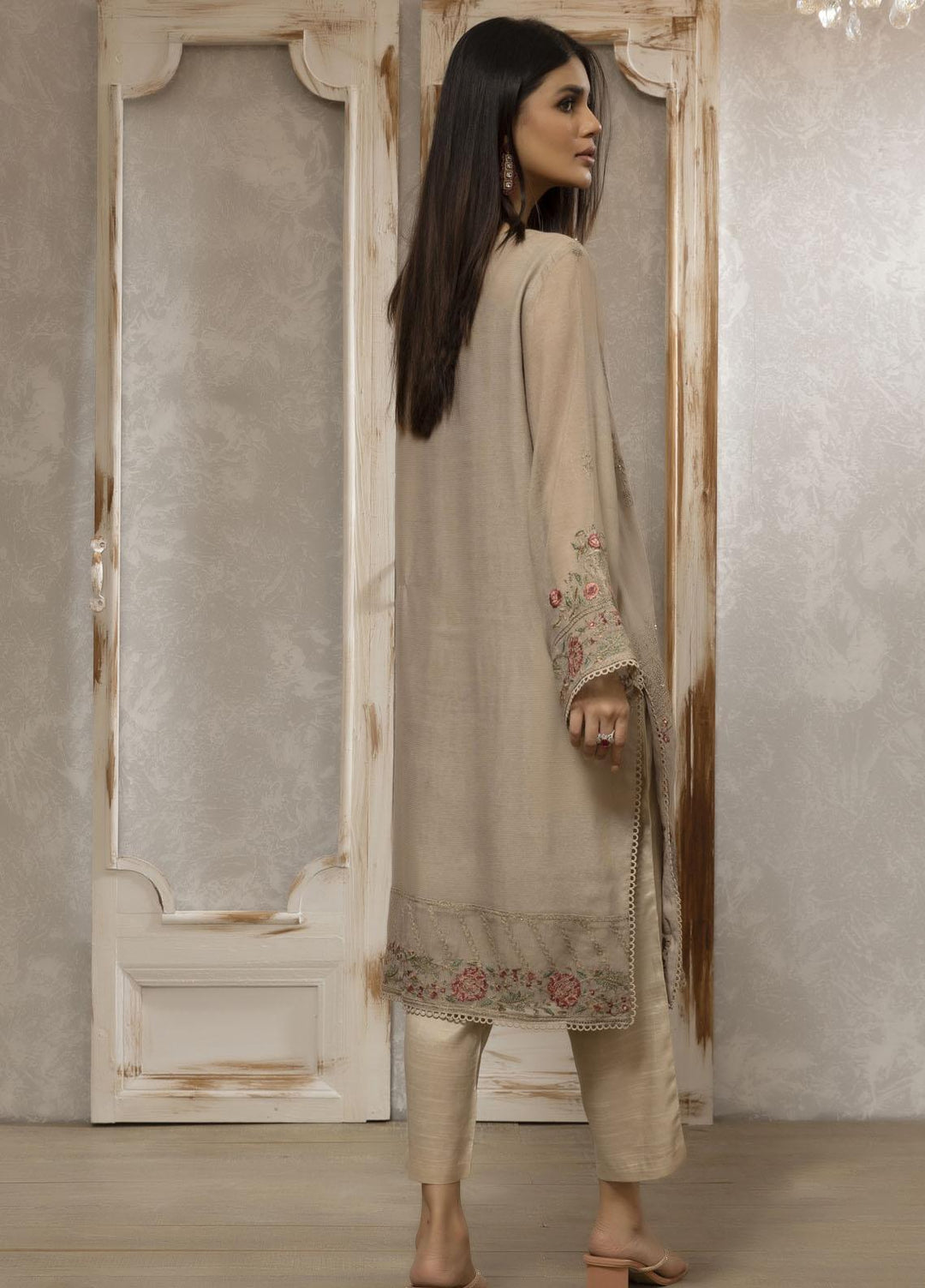 Dhanak Luxury Pret  Khaadi Net Shirt DA-1663 BEIGE
