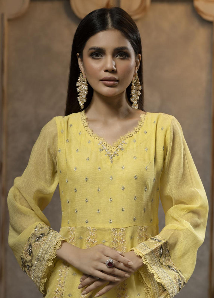 Dhanak Luxury Pret  Khaadi Net Shirt DA-1708 YELLOW