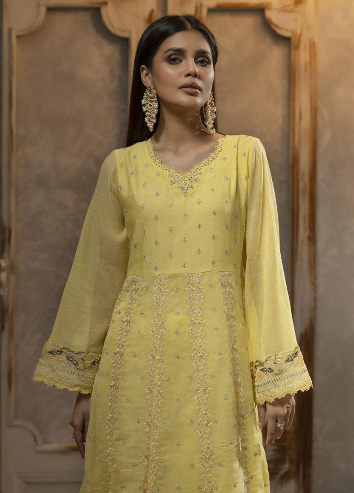 Dhanak Luxury Pret  Khaadi Net Shirt DA-1708 YELLOW