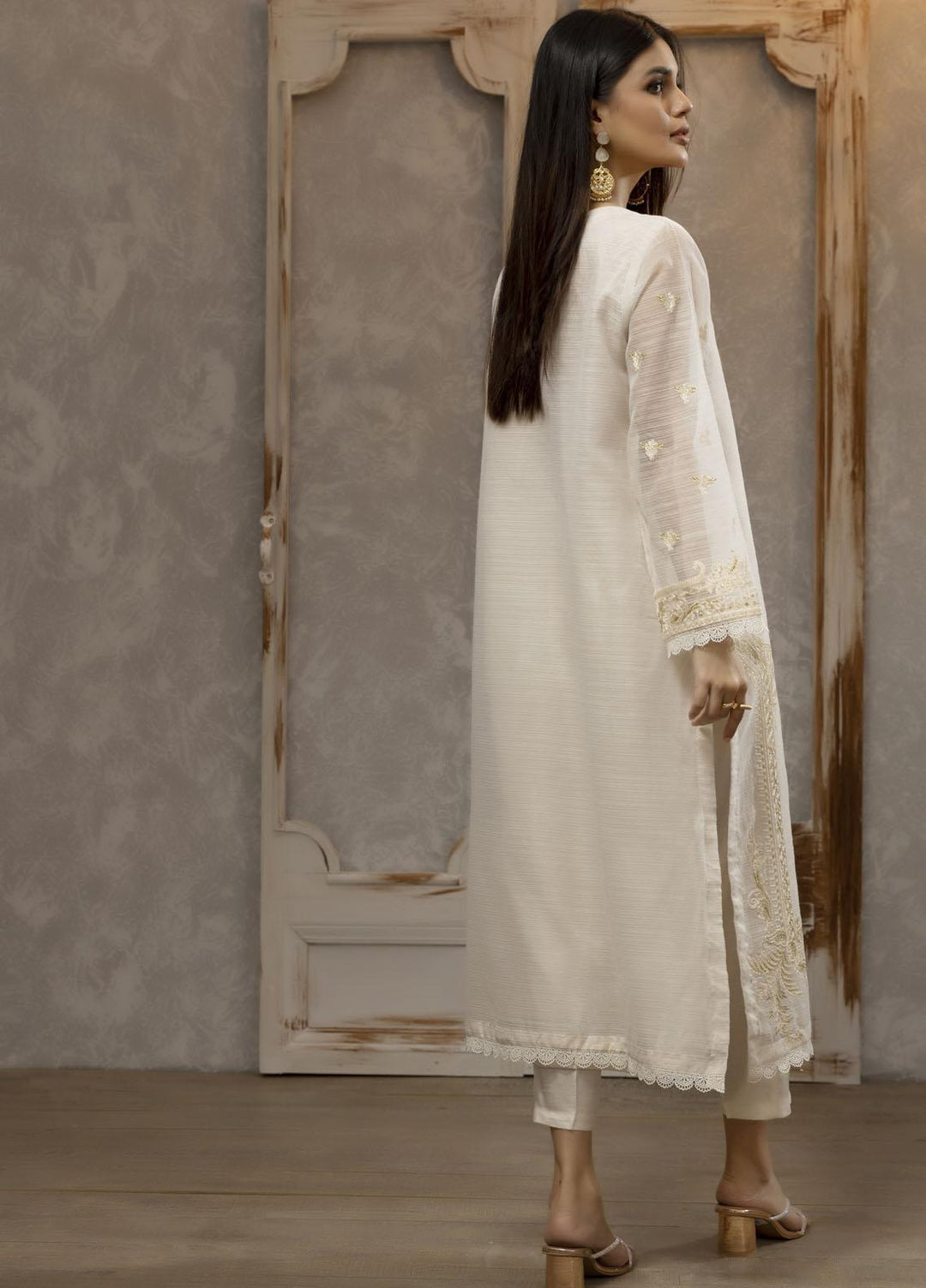 Dhanak Luxury Pret  Organza Shirt DA-2051 OFFWHITE