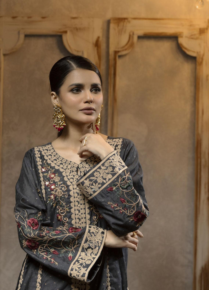 Dhanak Luxury Pret  Cotton Silk Shirt DA-1664 GREY