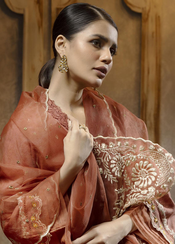 Dhanak Luxury Pret  Jacquard 2 Piece Suit DA-2075 RUST