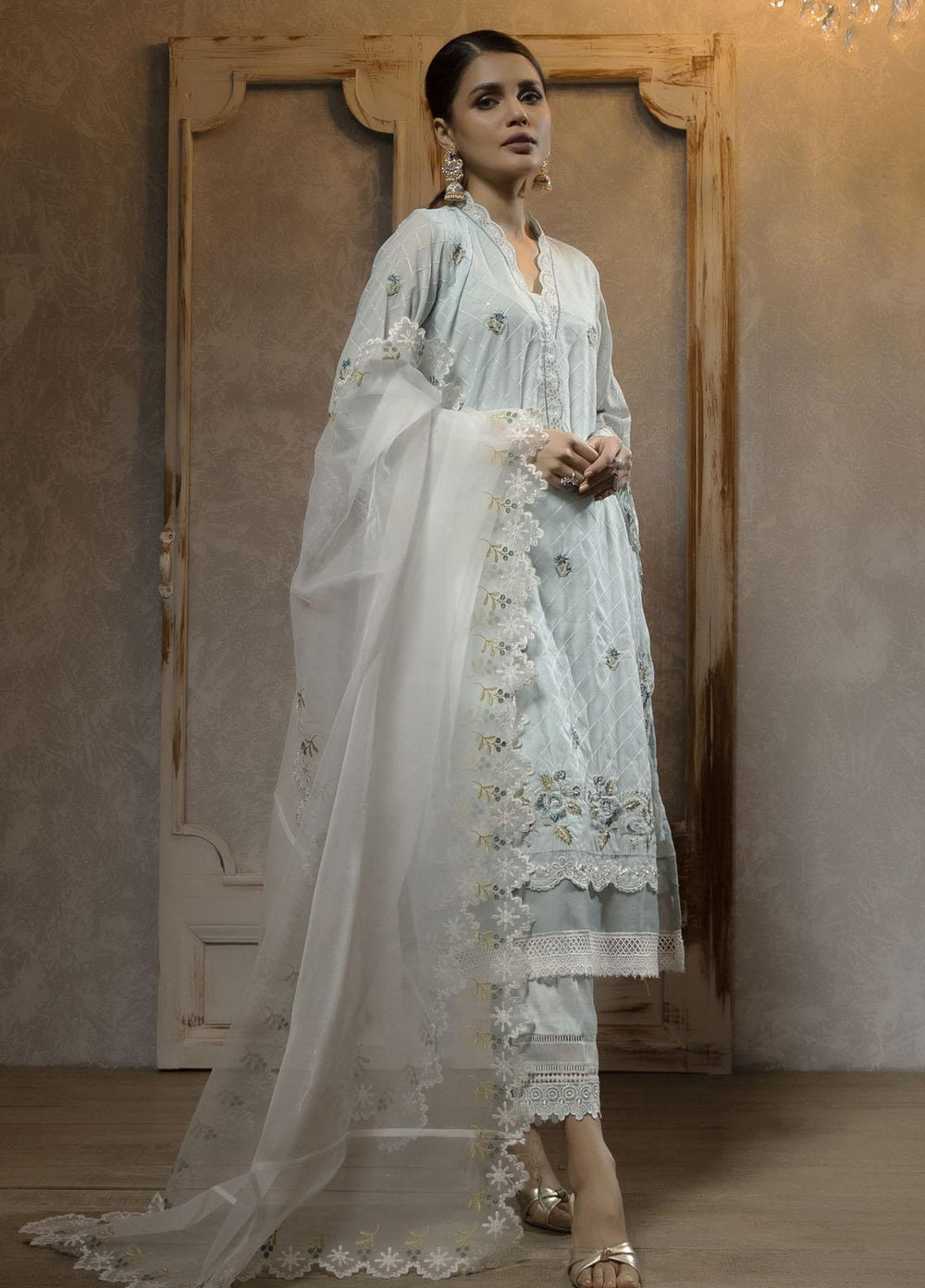 Dhanak Luxury Pret  Munar 2 Piece Suit DA-2065 SKY BLUE