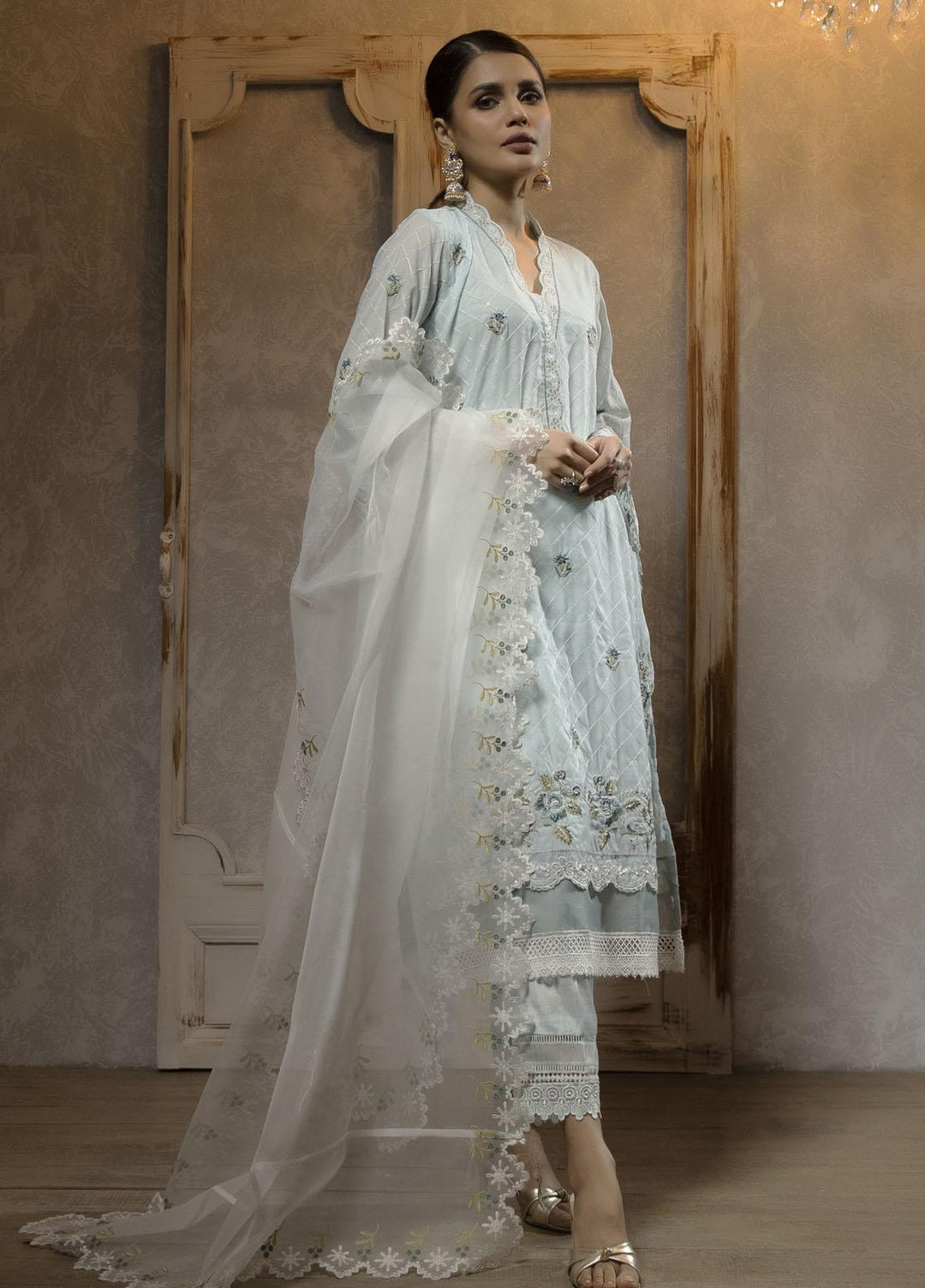 Dhanak Luxury Pret  Munar 2 Piece Suit DA-2065 SKY BLUE