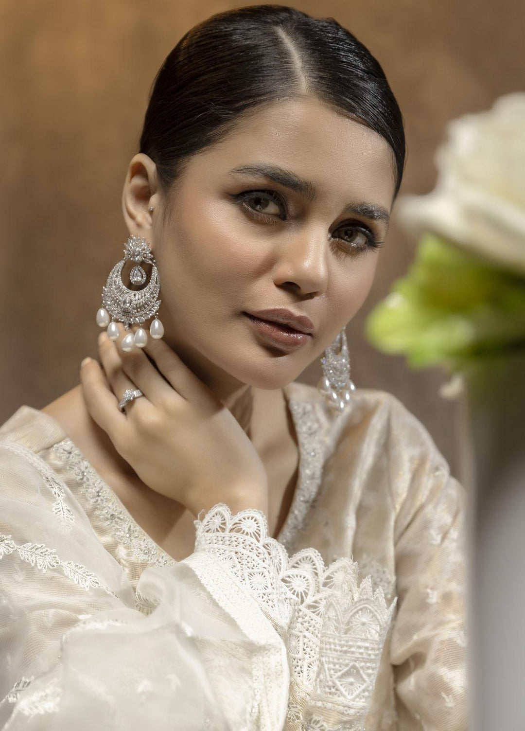 Dhanak Luxury Pret  Jacquard 3 Piece Suit DL-0230 OFF-WHITE